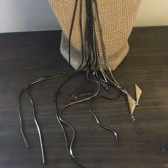 WHITE HOUSE BLACK MARKET WHBM SNAKE CHAIN TASSLE NECKLACE - Picture 8 of 10